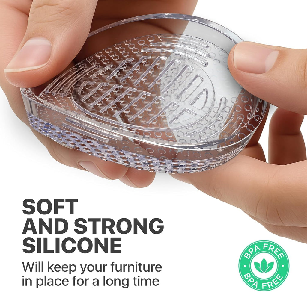 X-Protector Furniture Cups - 4 PCS 2.2" - Non Slip Furniture Pads for Hardwood Floors - Transparent Floor Protectors - Bed Stoppers to Prevent Sliding - Keep Furniture from Sliding on Floor! (Round)