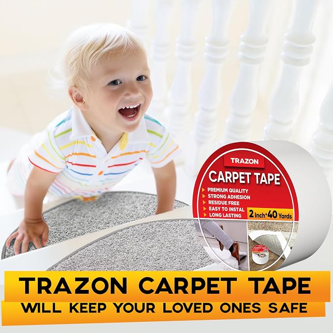Trazon Carpet Tape Double Sided - 2 in / 120 Ft Tape Grippers - Image 7