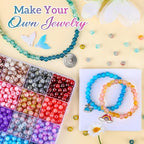 XSEINO About 1200+ PCS 6mm Ink Style Glass Beads Bracelet Making Kit, 24 - Image 6