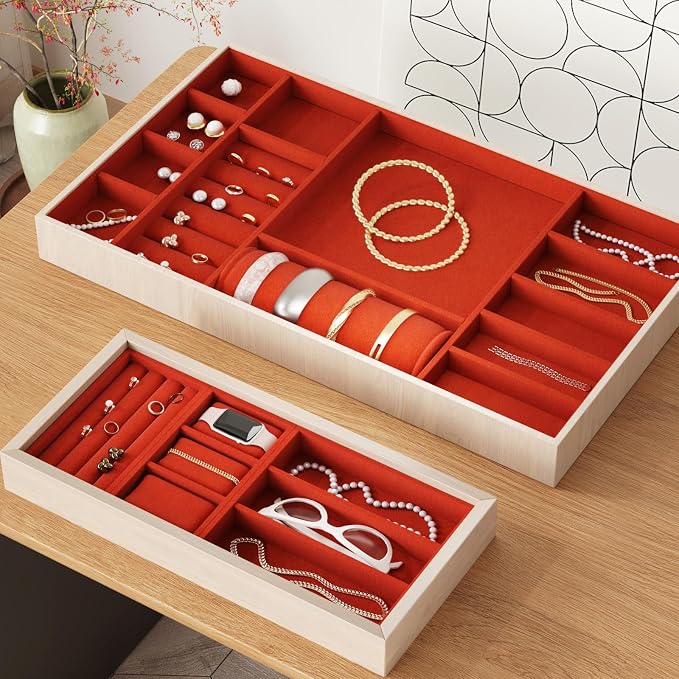 CRE8TIVE Hot Orange Felt Drawer Liners Self Adhesive Velvet Flocking Liner - Image 3