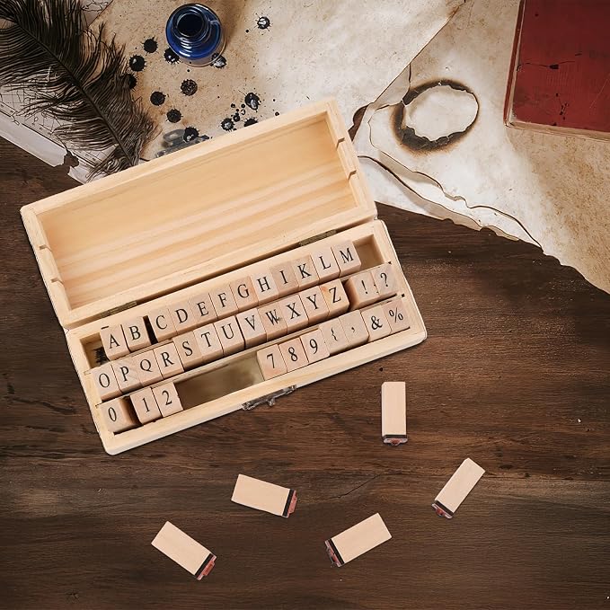 42 Pcs Letter Stamps, Rubber Stamps Alphabet Stamps, Wooden Stamps Number - Image 7