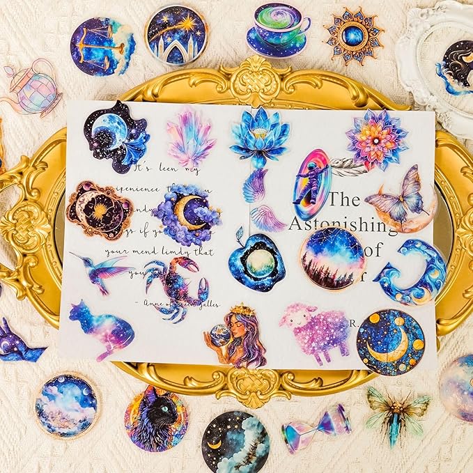 50 PCS Fantasy Punk Galaxy Stickers – Aesthetic Transparent Waterproof - Image 2