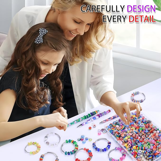 Aipridy European Large Hole Beads, Colorful Glass Charm Beads Set - Image 5
