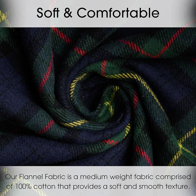 Pico Textiles 4 Yards Bolt Blue and Green Tartan Plaid Flannel Fabric - Image 2