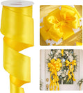HUIHUANG Yellow Wired Ribbon 2.5 inch Yellow Satin Wire Edge Ribbon by HUIHUANG