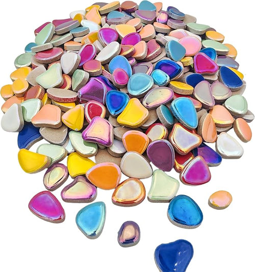 1.1lb Ceramic Mosaic Tiles, Mixed Colour Ceramic Mosaic Pieces by Unknown