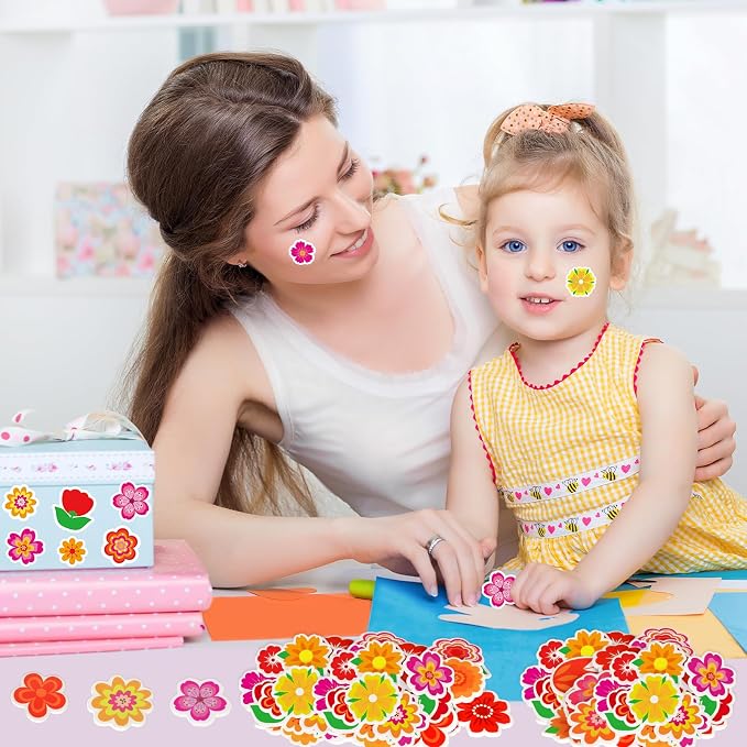 300Pcs Flower Foam Stickers, Self-Adhesive Spring Foam Stickers Colorful Flower - Image 2