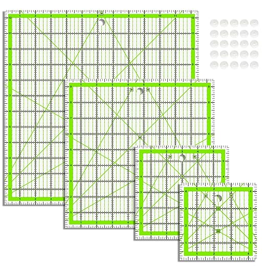 Quilting Rulers, Acrylic Quilt Ruler, 4 Square Fabric Cutting Ruler, Quilting by BSGOGO