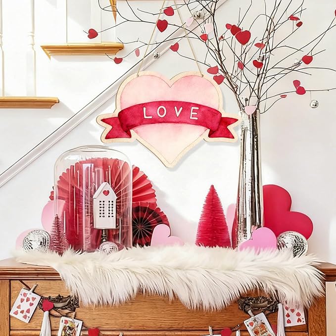 Large Size 12" Wooden Heart Ornaments to Paint, Valentine's Day Happy Mothers - Image 6