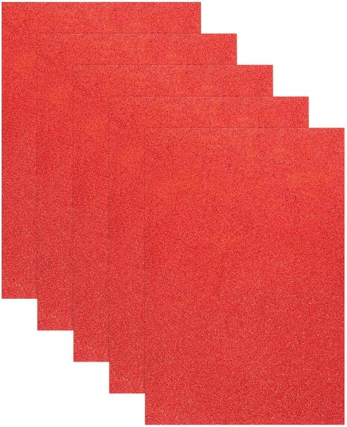 MECCANIXITY 5 Sheets Red Shiny Foam Sheets, 8 Inch x 12 Inch Sparkle EVA Foam by MECCANIXITY