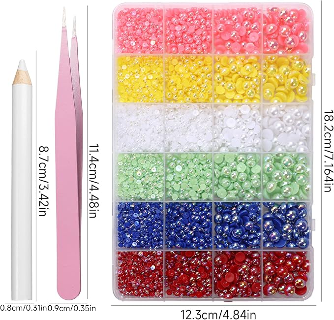 9000Pcs 3-8mm Red Blue Pink Flatback Pearls - Image 4
