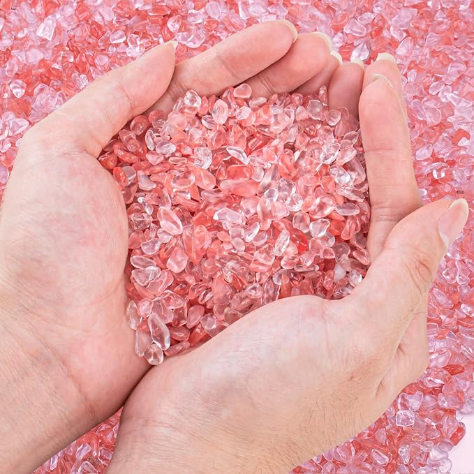 3 Lb Watermelon Tourmaline Quartz Crystal Chips Bulk, 5-7mm Natural Tumbled by EZEELAI