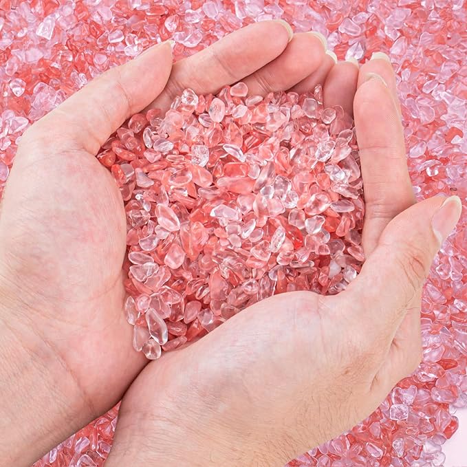 3 Lb Watermelon Tourmaline Quartz Crystal Chips Bulk, 5-7mm Natural Tumbled by EZEELAI