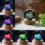 3D Hippopotamus Gifts for Women Crystals Ball 60mm - Image 2