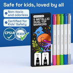 ARTISTRO 5 Metallic Dual-Tip Acrylic Paint Markers – Paint Pens Set - Image 7