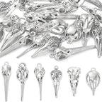 DanLingJewelry 30Pcs 6 Styles Antique Silver Raven Skull Bird Head Skeleton by DanLingJewelry