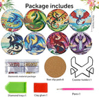 Zythron 8 Pack Diamond Art Coasters, Dragon Diamond Painting Coasters Kits | - Image 2