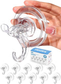 Antimbee Suction Cup Hooks, 10 Pack Reusable Suction Cup Hangers, Removable Small Suction Cups with 2 Hooks for Shower, Bathroom, Glass, Door, Windows, Kitchen, Up to 11 lbs on Smooth Surface