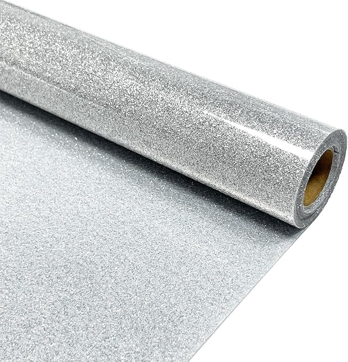Silver Glitter Heat Transfer Vinyl 12" x 5 ft HTV by MerryMade