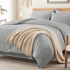 Zzlpp Queen Comforter Set 7 Pieces, Light Grey Tufted Bed in a Bag - Image 2