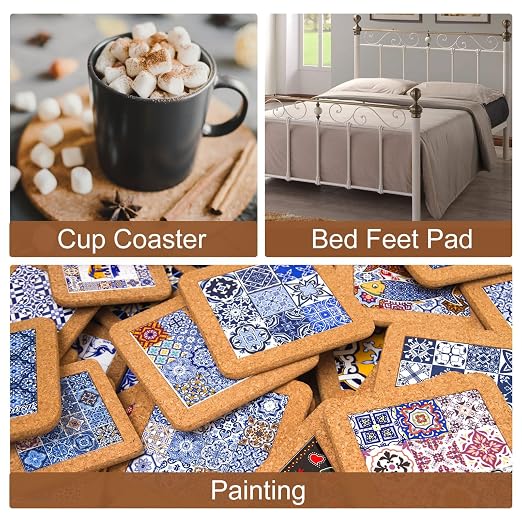 UXCELL 100 Pcs Self-Adhesive Cork Round, 3.75" x 3.75" Cork Tiles Backing Sheets - Image 5