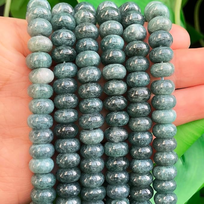 Songxi 5x8mm Natural Blue Colored Jade Stone Rondelle Beads, Gemstone - Image 2
