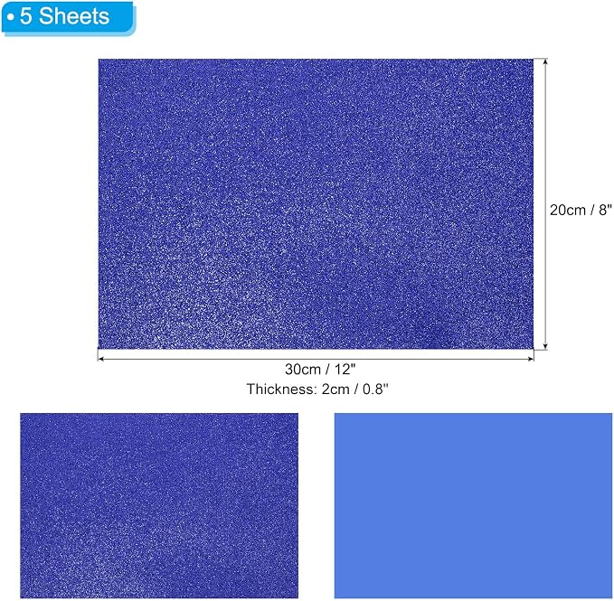 PATIKIL Dark Blue Shiny EVA Glitter Foam Sheet 11.8 x 7.9 Inch 2mm Thick - Image 2
