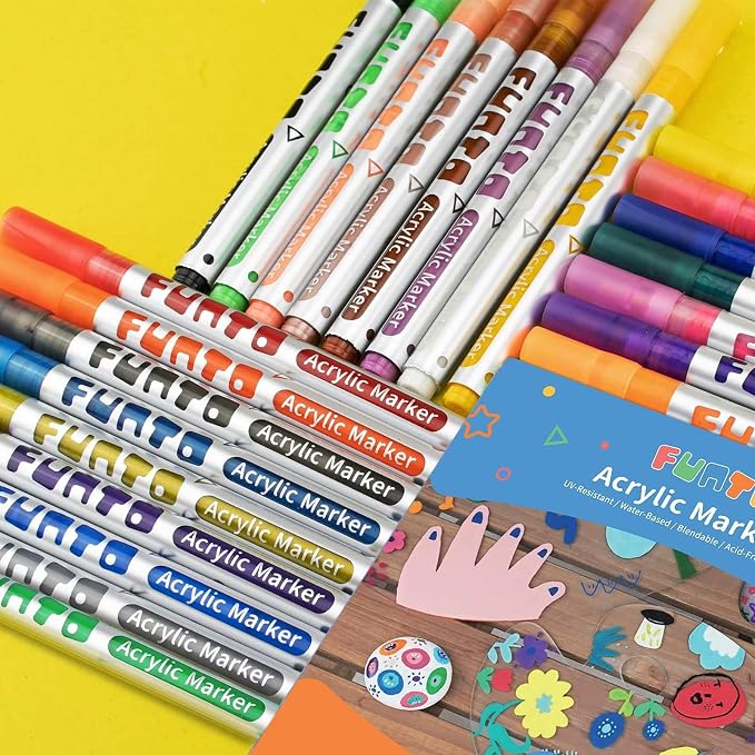 Funto Acrylic Paint Pens for Rock Painting, 24 Colors Paint Marker Set - Image 3