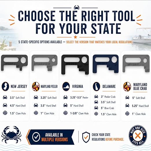 Crab Measurement Tool for DE Blue Crabs, Peeler Crabs, & Clams | DE Regulation - Image 6