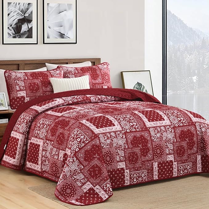Cottolester Boho Patchwork Quilt Set Queen Size - Image 2