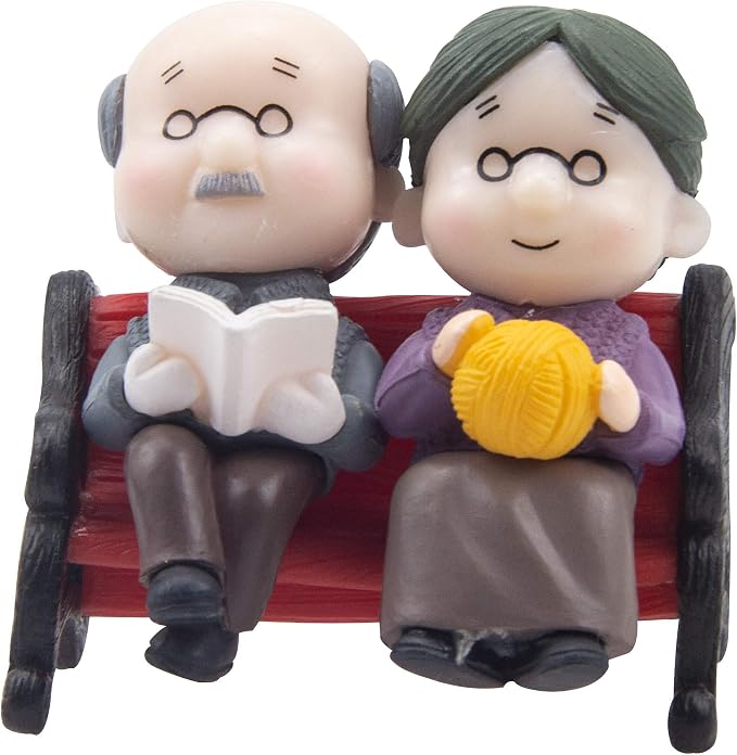 Mini Park Bench Grandpa Grandma Model Ornament Accessories by ODDIER