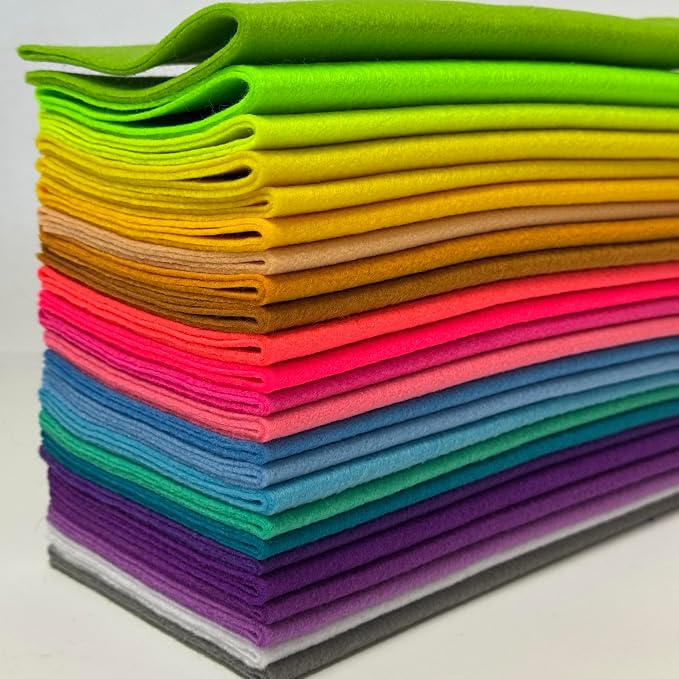 24 Rolls 8" x18 1.4mm Thick Soft Felt Fabric Sheet 24 Assorted Mid Bright by MITINU