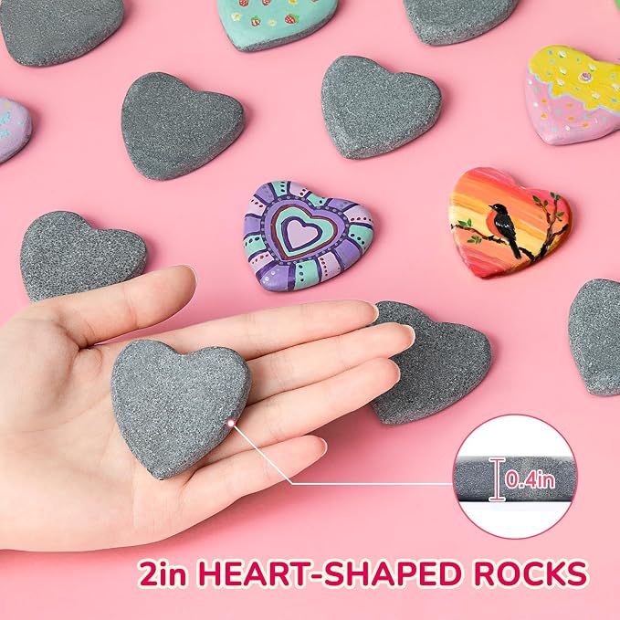 Simetufy 9 Pcs 2in Heart-Shaped River Rocks - Image 2