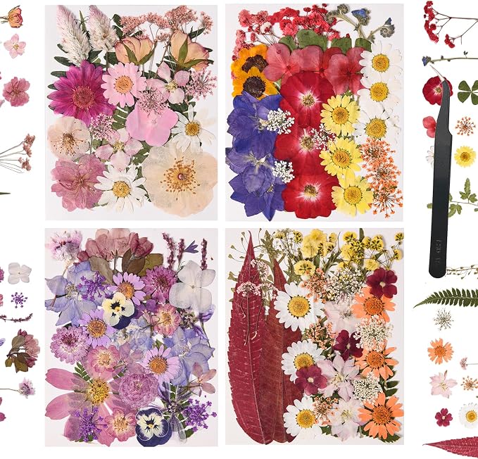 132 PCS Pressed Flowers for Resin molds Real Dried Flower Leaves for Resin by nisetten