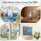 DomeStar 65PCS Iridescent Blue Flat Marbles, Decorative Glass Pebbles | Vase - Image 6