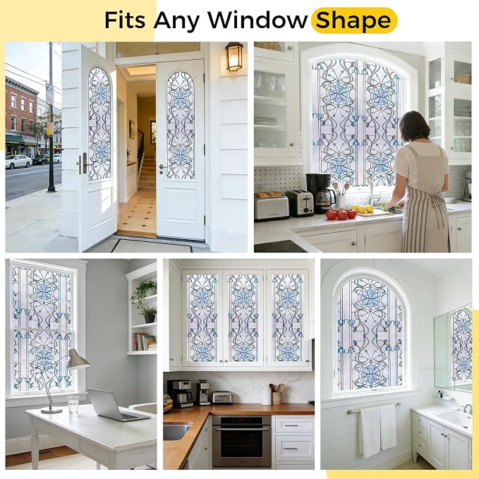 OHTMERU 3D Stained Glass Window Privacy Film, Heat Control UV Blocking Static - Image 8