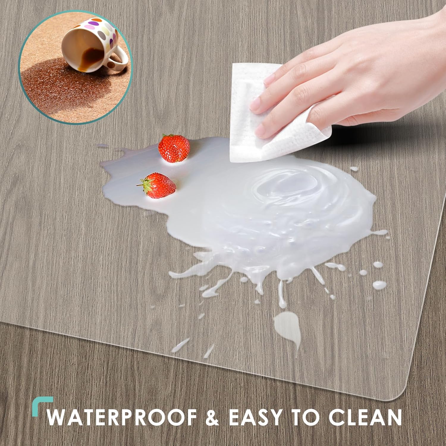 Vicwe Office Chair Mat for Hard Floor, 48"x36" Anti-Slip PVC Computer Chair Mat, Easy Glide for Chairs, Multi-Purpose Floor Protector Desk Chair Mat for Home Office