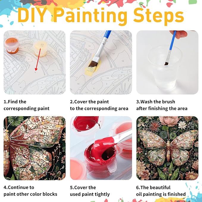 Paint by Numbers for Adult, Butterfly Paint by Numbers Kit for Adults Beginners - Image 9