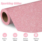 VinylRus Pink Glitter HTV Heat Transfer Vinyl Roll - Image 2