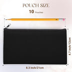 10 PCs 8.3x4.7 Black canvas Zipper Pouch, Makeup Bags Bulk Pencil Pouch - Image 2