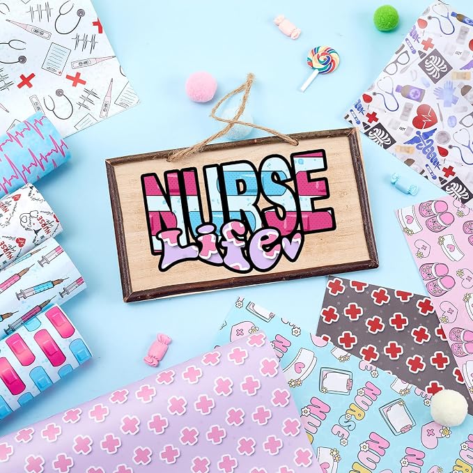 Retro Nurse Permanent Adhesive Vinyl 10 Sheets 12'' x 10'' | Nurse's Day - Image 7