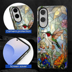 for Samsung Galaxy S25 Edge Case, Hummingbird Wildflower Stained Glass Pattern - Image 6