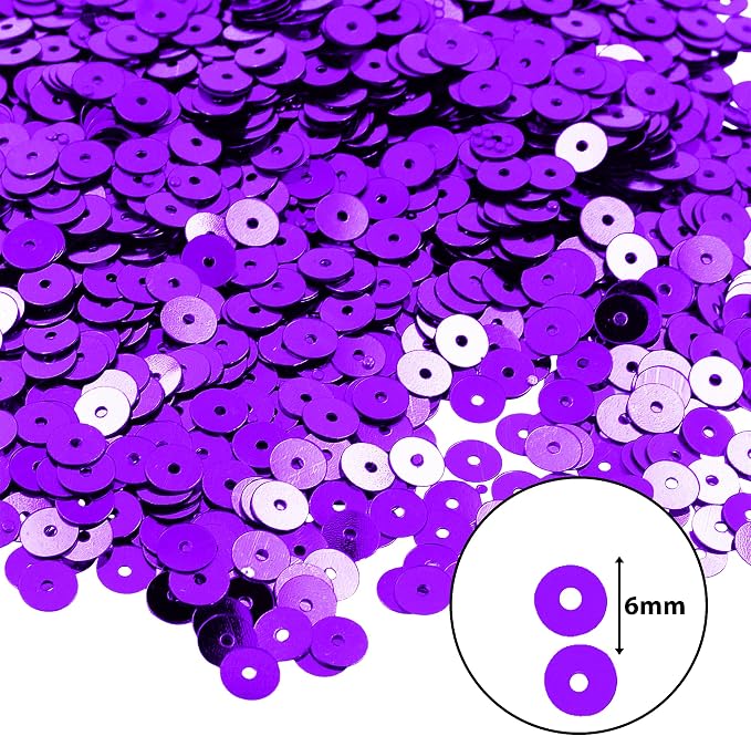 Mandala Crafts 6mm Flat Round Purple Sequins - Image 3