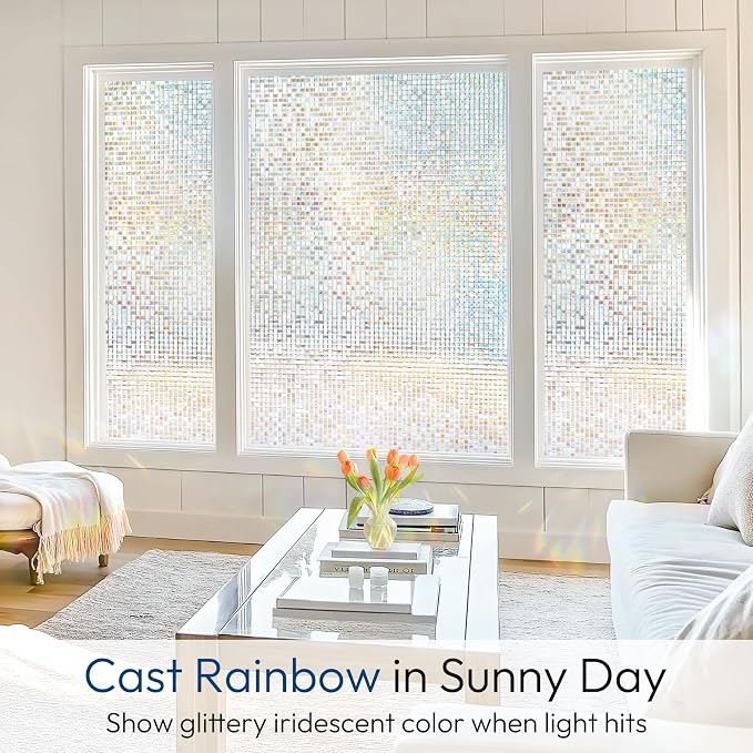 rabbitgoo Window Privacy Film, Mosaic Stained Glass Film, 23.6" x 157.4" | - Image 2