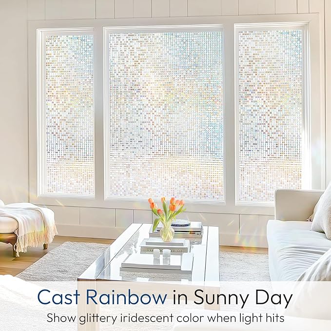 rabbitgoo Window Privacy Film, Mosaic Stained Glass Film, 23.6" x 78.5" | - Image 2