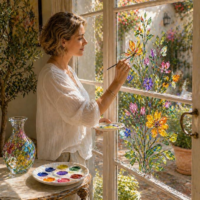 Happlee Artist Grade Acrylic Glass Paint Stained Transparent Glass Window Paint - Image 4
