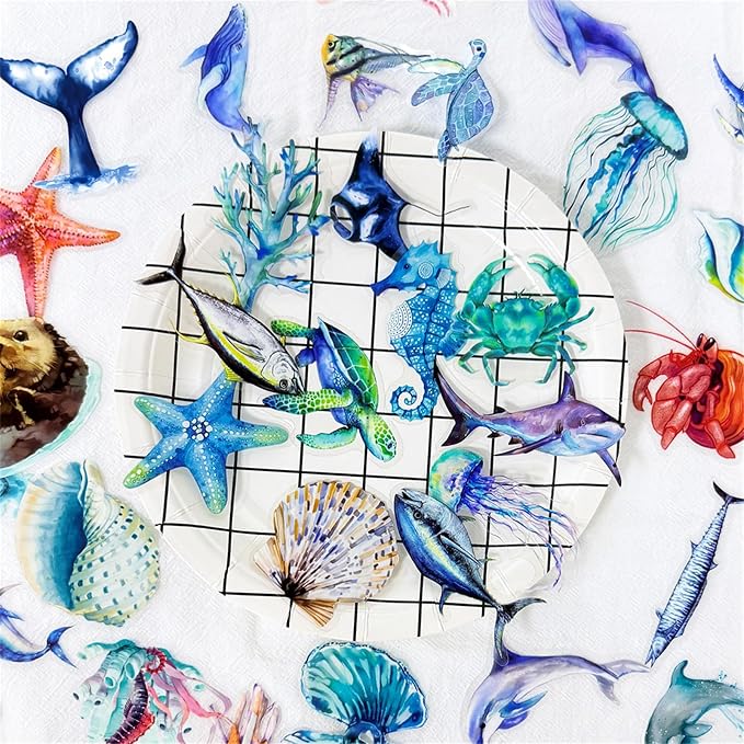 50PCS Marine Animal Stickers PET Transparent Stickers Starfish, Sea Turtles - Image 5