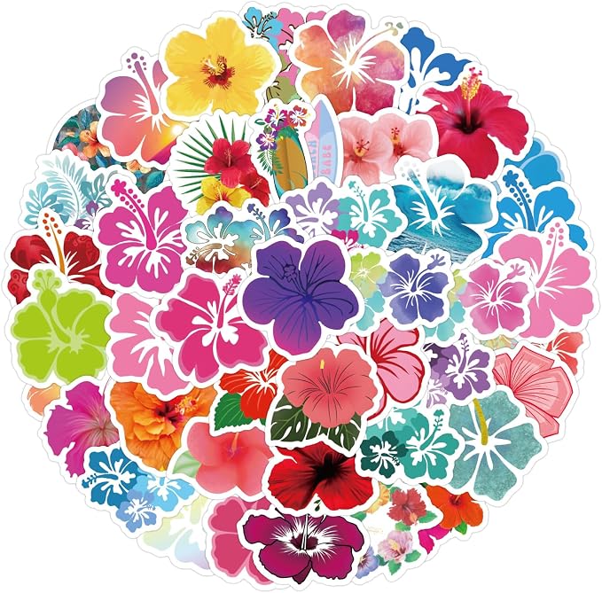 64pcs Aesthetic Hibiscus Stickers - Image 7