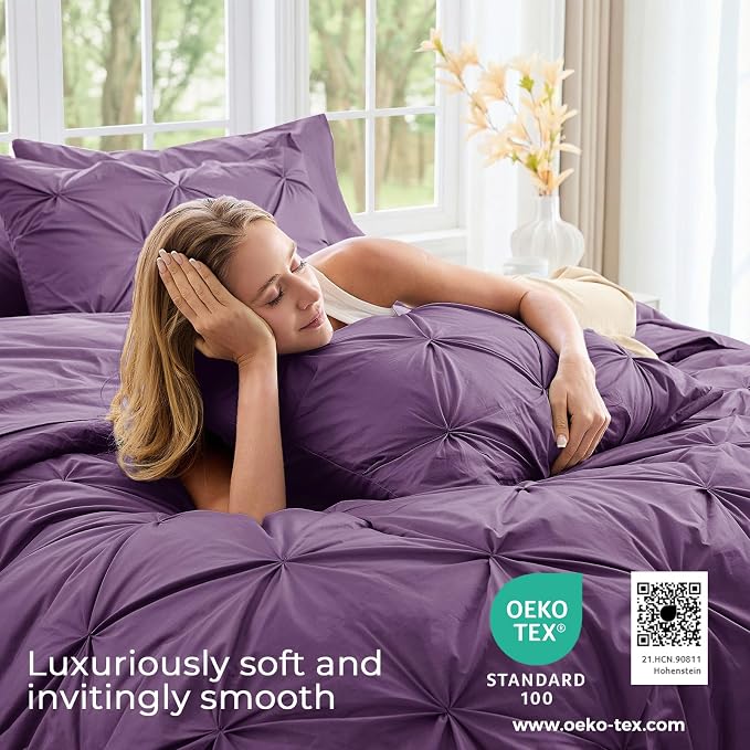Sasttie Twin XL Comforter Set, 5-Piece Bed in a Bag, Pintuck Bedding Sets - Image 3