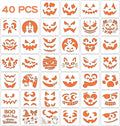 40 PCS Halloween Painting Stencils, 6 Inch Plastic Reusable Pumpkin Faces by Yazhiji